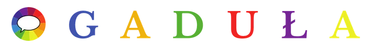 Reklama gabinetu logopedycznego i neurologopedycznego Gaduła z kolorowymi literami i logotypem